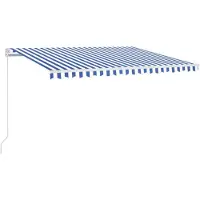 vidaXL Luifel handmatig uittrekbaar 450x350 cm blauw en wit