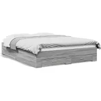 vidaXL Bedframe met lades, grijs Sonoma, 150x200 cm, houtvezel