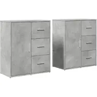 vidaXL Dressoirs, 2 stuks, betonkleur, 60x31x70 cm, houtvezelplaat