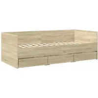 vidaXL Slaapbank met lades zonder matras 90x190 cm sonoma eikenkleurig