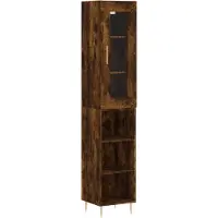 vidaXL Hoge kast 34,5x34x180 cm bewerkt hout gerookt eikenkleurig