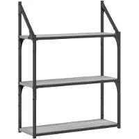 vidaXL Wandrek 3-laags 60x21x78,5 cm bewerkt hout grijs sonoma