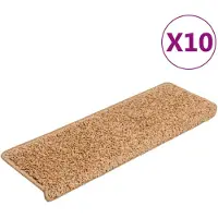 vidaXL Trapmatten 10 st 65x21x4 cm beige rechthoekige rand