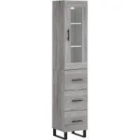 vidaXL Hoge kast 34,5x34x180 cm bewerkt hout grijs sonoma eikenkleurig