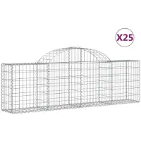 vidaXL Schanskorven 25 st gewelfd 200x30x60/80 cm gegalvaniseerd ijzer