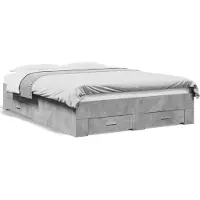 vidaXL Bedframe met lades bewerkt hout betongrijs 120x190 cm