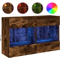 DKD Home Decor Tv-wandmeubel met LED-verlichting 98,5x30x60,5 cm gerookt eiken