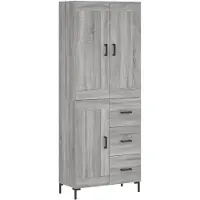 vidaXL Hoge kast, grijs Sonoma, 69,5 x 34 x 180 cm, houtvezel