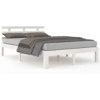 vidaXL Massief houten bed, wit, 160x200 cm