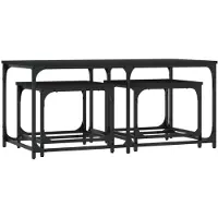 vidaXL Set van 3 salontafels, zwart, houtvezel