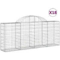 vidaXL Gabionen met boogvorm, 18 stuks, 200x30x80/100 cm, verzinkt staal