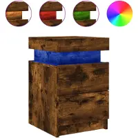 vidaXL Nachtkastje met LED-verlichting 35x39x55 cm gerookt eikenkleur