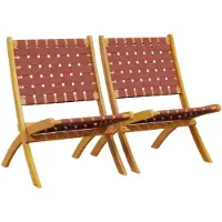 vidaXL Klapstoelen, 2 stuks, rode massief acaciahout en stof