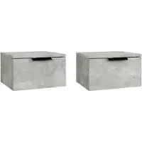 vidaXL Nachtkastjes 2 st wandgemonteerd 34x30x20 cm betongrijs