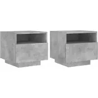 vidaXL Nachtkastjes met LED-verlichting 2 st 40x39x37 cm betongrijs