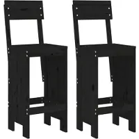 vidaXL Barkruk, 2 stuks, zwart, 40x48,5x115,5 cm, massief grenenhout