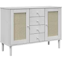 vidaXL Dressoir SENJA rattan-look 112x40x80 cm massief grenenhout wit