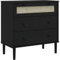 vidaXL Ladekast SENJA rattan-look 80x40x80 cm massief grenenhout zwart