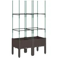 vidaXL Plantenbak met latwerk 80x40x142,5 cm polypropeen bruin