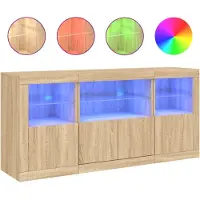 vidaXL Dressoir met LED-verlichting 142,5x37x67 cm sonoma eikenkleurig