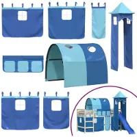 vidaXL Gordijnen voor hoogslaper met tunnel en toren blauw