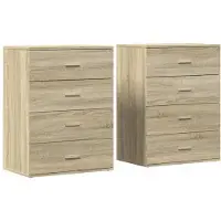 vidaXL Dressoirs 2 st 60x39x80 cm bewerkt hout sonoma eikenkleurig