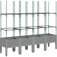 vidaXL Plantenbak met latwerk 160x40x142,5 cm polypropeen lichtgrijs
