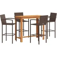 vidaXL 5-delige Tuinbarset massief acaciahout en poly rattan bruin