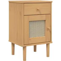 vidaXL Nachtkastje SENJA rattan-look 40x35x65 cm grenenhout bruin