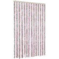 vidaXL Vliegengordijn 118x220 cm chenille zilvergrijs en roze