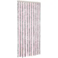 DKD Home Decor Vliegengordijn 56x200 cm chenille zilvergrijs en roze