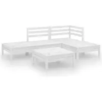 vidaXL 5-delige loungeset voor de tuin, massief grenenhout, wit