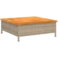 vidaXL Tuintafel, beige, 70x70x25 cm, riet en acaciahout