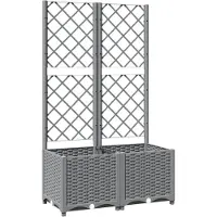 vidaXL Plantenbak met latwerk 80x40x136 cm polypropeen lichtgrijs