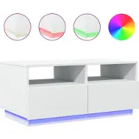vidaXL Salontafel met LED-verlichting, wit, 90x49x40 cm