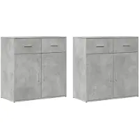 vidaXL Dressoirs, 2 stuks, betonkleur, 79x38x80 cm, houtvezelplaat