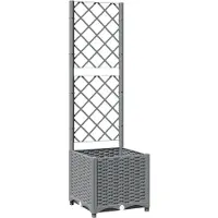 vidaXL Plantenbak met latwerk 40x40x136 cm polypropeen lichtgrijs