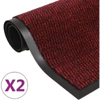 vidaXL Droogloopmatten 2 st rechthoekig getuft 60x90 cm rood