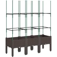 vidaXL Plantenbak met latwerk 120x40x142,5 cm polypropeen bruin