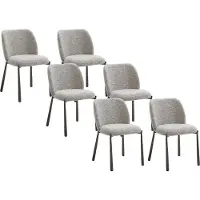 Vente-unique Set van 6 stoelen in getextureerde stof en bruin metaal - Beige - JIZAK