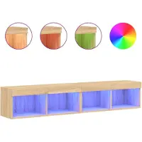 DKD Home Decor Tv-meubels met LED-verlichting 2 st 80x30x30 cm sonoma eiken