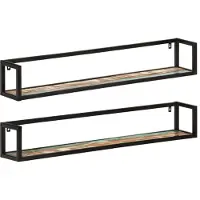 vidaXL Wandschappen 2 st 110x17x17 cm massief gerecycled hout en ijzer