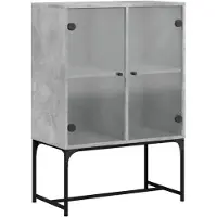 vidaXL Bijzetkast met glazen deuren 69x37x100 cm betongrijs