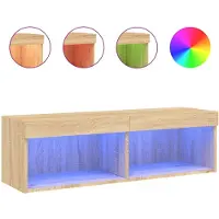 DKD Home Decor Tv-meubel met LED-verlichting 100x30x30 cm sonoma eikenkleurig