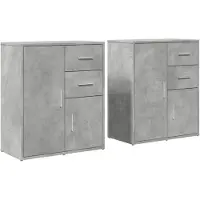 vidaXL Dressoirs 2 st 60x31x70 cm bewerkt hout betongrijs
