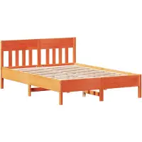 vidaXL Bedframe zonder matras massief grenenhout wasbruin 135x190 cm