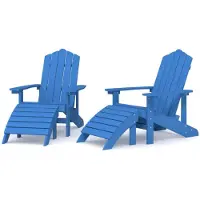 vidaXL Adirondack tuinstoelen, 2 stuks met voetenbankjes, HDPE, aquamarijn