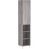 vidaXL Hoge kast 34,5x34x180 cm bewerkt hout grijs sonoma eikenkleurig