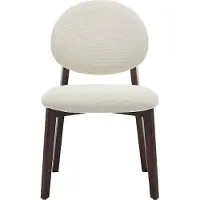 Vente-unique Set van 2 stoelen in getextureerde stof en donker natuurlijk rubberhout - Crème - MARLENI
