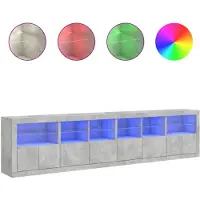 vidaXL Dressoir met LED-verlichting 283x37x67 cm betongrijs